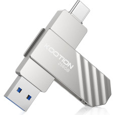 KOOTION USB atmintinė 256 GB, USB-C, USB 3.2, OTG, iki 500 MB/s, 2-in-1 tipo C atmintinė, USB išorinė atmintinė, metalinė, skirta USB-C, „iPhone“/„Android“ išmaniesiems telefonams/planšetėms/„Mac“/nešiojamiesiems kompiuteriams/stacionariems kompiuteriams,