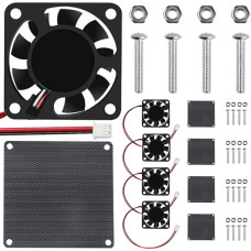 DC Brushless Fan 40mm x 10mm 4010 Dual Bearings High Performance DC 5V Low Noise for Computer Case Small - Pack of 5 with Power Cover and Screw