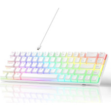 „MageGee“ nešiojamoji 60 % mechaninė žaidimų klaviatūra, minimalistinė „MK Box“ su RGB „Pudding“ klavišų dangteliais, apšviesta, kompaktiška, 68 klavišų, tinka „Mac“ (balta)