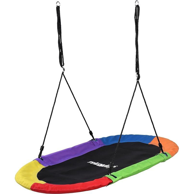 „Relaxdays“ „Nest Swing“ – ovalo formos sūpynės-lizdelis vaikams ir suaugusiems, 300 kg, XXL, skirtos keliems vaikams, plotis x gylis 150 x 80 cm, spalva