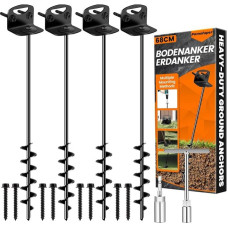 Ground Anchor, Trampoline Stakes, Heavy Duty RV Shed Anchor, Storage, Shed Anchor, Play Set, Swing Anchors, Stakes for Fence, Carport, Garden (4 x 66 cm Long Spiral)