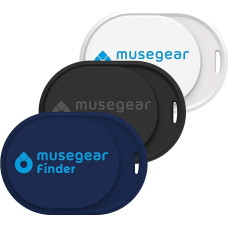 Musegear Key Finder Mini with Bluetooth App, Key Finder Loud for Mobile Phone, Pack of 3: Dark Blue, White and Black, for iOS and Android, Key Finding