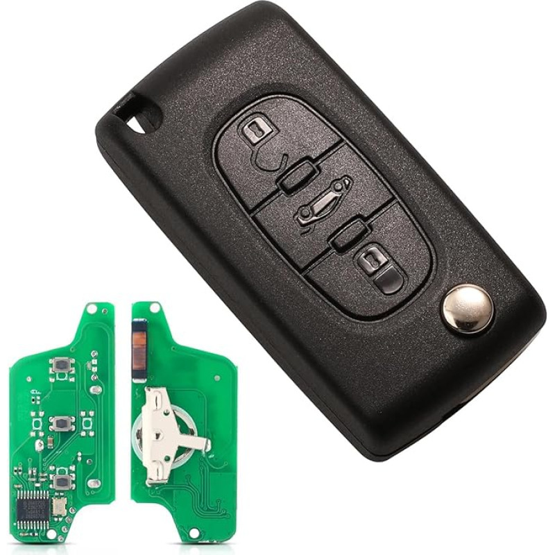 Heart Horse 3 Button Remote Key Shell Compatible with Peugeot 207 307 308 407 607 Citroen C2 C3 C4 CE0523 433MHz Remote Key for ID46 (PCF7941) Chip (Ask Signal Blade