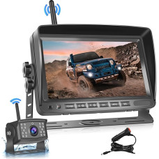 Hodozzy Digital Wireless Reversing Camera 7 Inch IPS Screen Monitor Set AHD Reversing Camera Waterproof Night Vision Video Recording Wireless Car Reversing Camera 12V-30V for Truck/Trailer/Motorhome