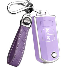 ontto TPU Key Fob Case Cover Fit for Mazda 3 5 6 M6 RX8 MX5 CX5 Flip Flip Key Case Cover 2 Buttons Remote Key Fob Accessories Light Purple B