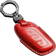 HIBEYO Car Key Case Fits MG EV EHS EZS EV GT HS ZS ZX MG4 MG5 MG6 Cowhide Leather Key Case Protective Cover for Roewe RX3 RX5 RX8 ERX5 I6 I5 Remote Control Key Bag 3 Buttons Red