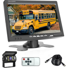 Reversing Camera Set with 7 Inch Monitor Vehicle, Backup Camera IP68 Waterproof, 18IR Night Vision, Cable Parking Aid for Truck/Trailer/Bus/Van/Agriculture/Motorhomes/Caravans 12-24 Volt