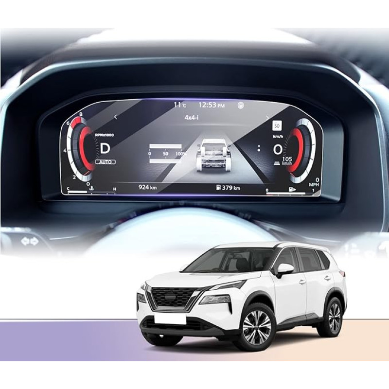 LUWU Compatible with Nissan Qashqai J12 III 2021-2024 Car Transparent Navigation Screen Protector, 9H Screen Protector Screen Protector Made of Update Tempered Glass Screen Protector Accessories 12.3