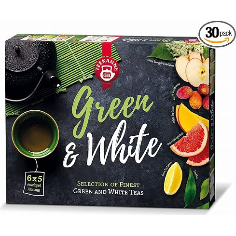 Teekanne Finest Green & White Natural Tea Collection Selection Box 6 Geschmacksrichtungen