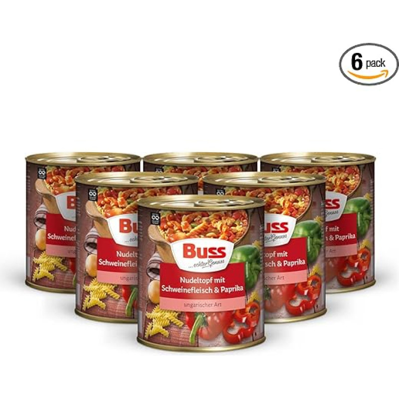 Buss Rustic Stews - Hungarian Style Pasta Pot with Pepper and Pork - 6 x 800 g