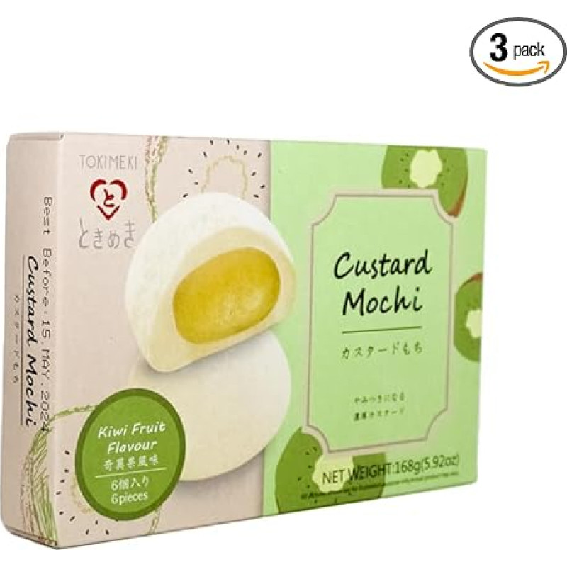 TOKIMEKI Premium Custard Mochi – Kiwi Flavour – 168 g Pack