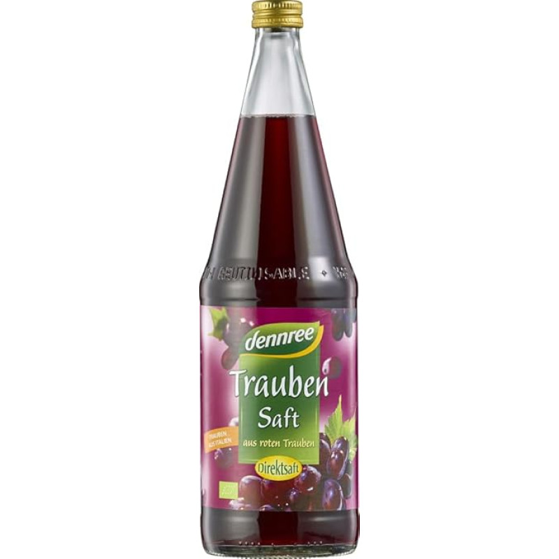 dennree Ekologiškos vynuogių sultys raudonos spalvos (6 x 1 l)