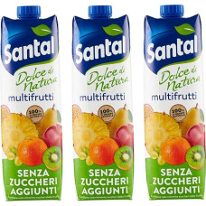 3 x Parmalat Santal Succo di Frutta Multifrutti Dolce di Natura Zero Zuccheri Aggiunti Daugelio vaisių vaisių sultys be pridėtinio cukraus Gaivus gaivusis nealkoholinis gėrimas Tetrapack 1000 ml