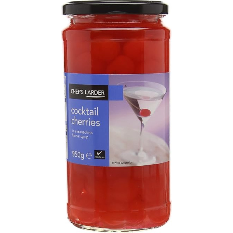 Chef's Speisekammer Cocktail Kirschen In Maraschino Sirup geeignet für Vegetarier 950g Glas