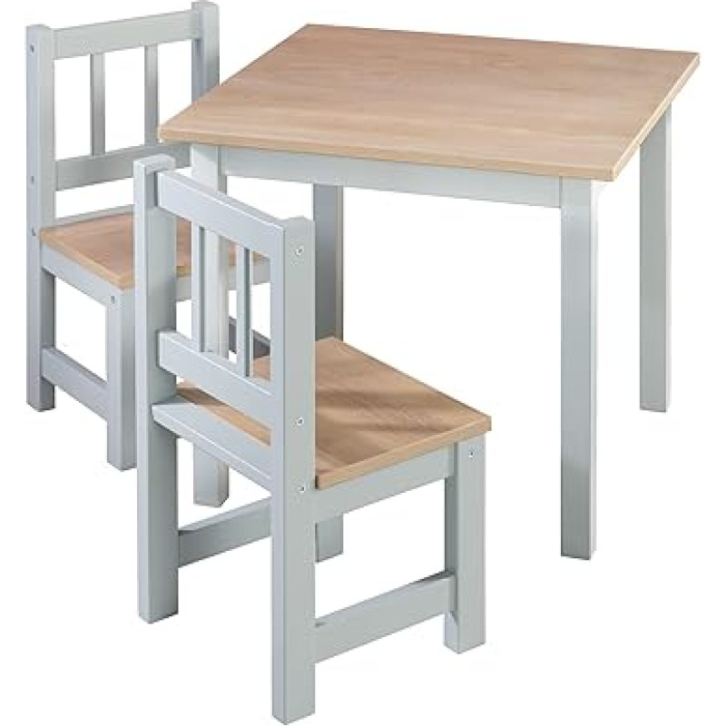 roba 'Woody' Children's Furniture Set - 2 Children's Chairs and 1 Table - Furniture for Children in Wood Decoration and Taupe