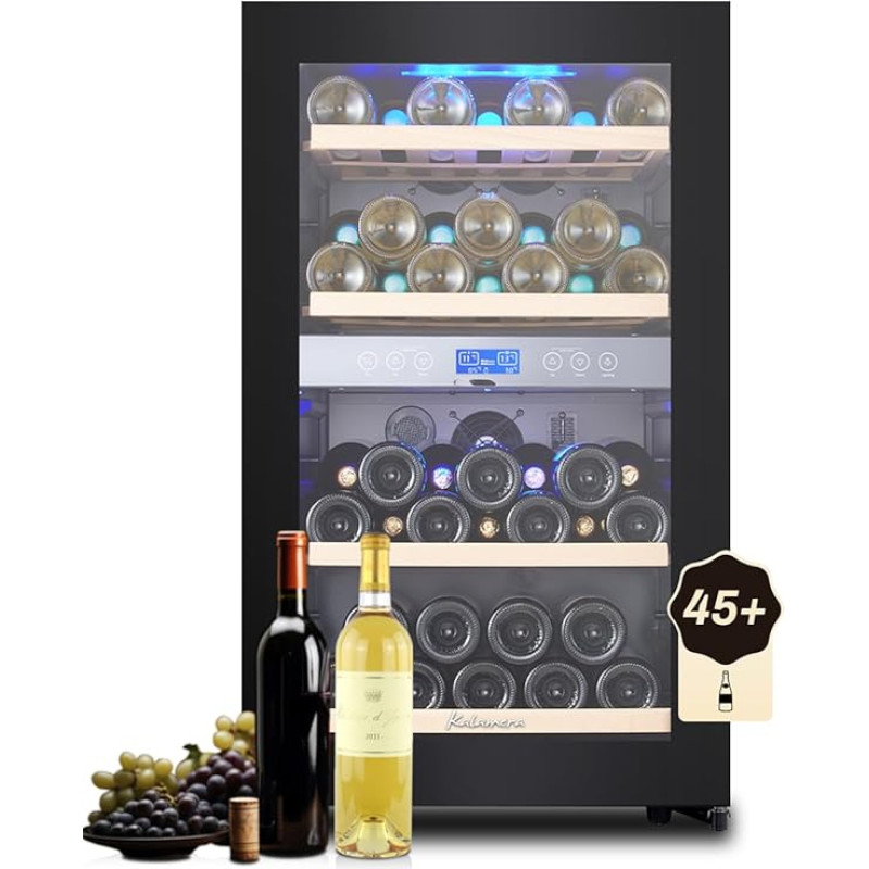 Kalamera KRC-120BFG Vyno šaldytuvas 2 zonų 45 butelių 120 litrų talpos Didelis LCD ekranas Temperatūros zonos 5-10°C/10-18°C