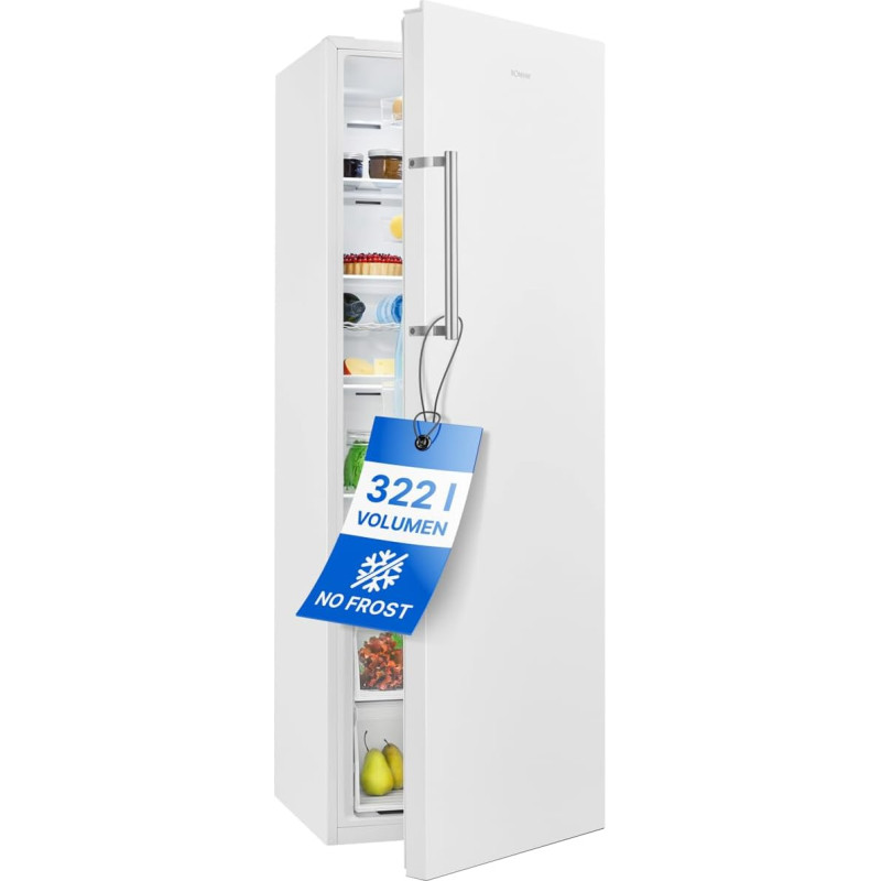 Bomann® šaldytuvas be šaldiklio | 322 l | 172 cm šaldytuvas | greito atvėsinimo funkcija | MultiAirflow tolygiam atvėsinimui | gėrimų šaldytuvas | 5 lentynos | keičiami durų vyriai | VS 7345 Baltas