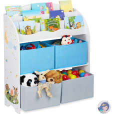 Relaxdays Children's Shelf, 4 Boxes, Campfire Motif, Toy Storage, Children's Room Shelf, HBT 98 x 82.5 x 30 cm, Colourful, Pack of 1