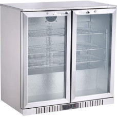 METRO Professional GBC3002S Glass Door Fridge, Stainless Steel/Aluminium/Tempered Glass, 6 Adjustable Shelves, Automatic Defrosting, 198 L, LED Lighting, Silver, Energy Efficiency Class: D