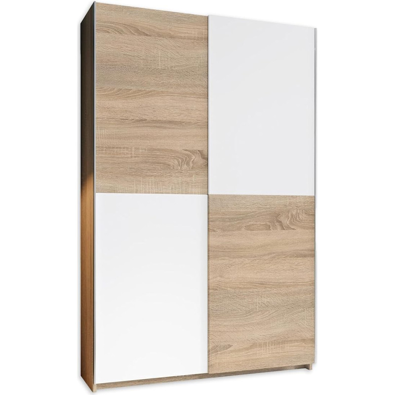 Stella Trading 70-040-68-2 Cabinet, wood, brown / white, 38 x 125 x 195 cm