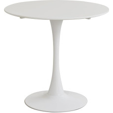 EGOONM Modern Round Dining Table with Base, Mid-Century Leisure Table for Kitchen, Dining Room & Living Room (110 x 110 x 75 cm, White)