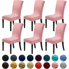 Howhic Velvet kėdžių dangteliai valgomojo kambariui, 6 vnt., elastingi valgomojo kėdžių dangteliai, plaunami virtuvės kėdžių dangteliai, stilinga dekoracija namams ir banketams (dulkėta rožinė, 6 vnt.)