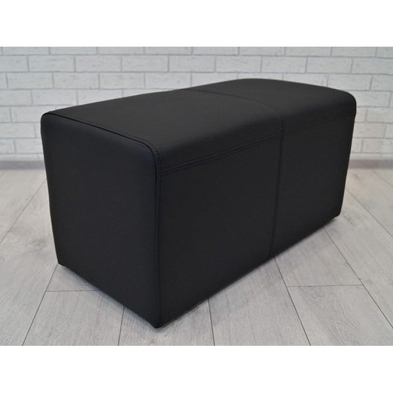 Quattro Meble Tikros odos taburetė 80 x 40 x 40 cm Karvės odos sėdynė Kubas Kojinė minkštasuolis Minkšta taburetė Tikra oda Puff Black