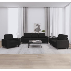 ZEYUAN 3201870 3 dalių sofos komplektas, juodas audinys, poilsio sofa, sofos ir kušetės, relaksacinė sofa, sofa svetainei, sofa su