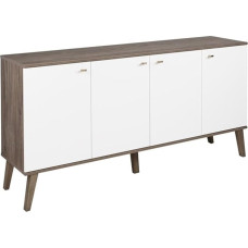 Prepac Milo Mid-Century Modern Buffet 4 Door Drifted Grey/White