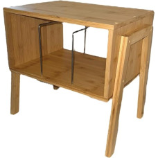 Bambuko sukraunamas šoninis stalas Gyvenamasis kambarys šoninis stalas Naktinis stalas Medinis patefonas stovas su įrašo saugykla 33 45RPM vinilo LP albumams - miegamojo saugykla