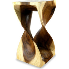 Medinis stovas, susuktos išvaizdos, įvairių spalvų medžio masyvo augalų stovas, dekoratyvinė taburetė (Gamta)