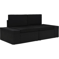 ARKEM Modulinė 2 vietų sofa iš poliuretano rotango juoda sofa lova su nuolatine miegamąja dalimi - 49505