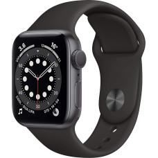 Apple Watch Series 6 (GPS, 40MM) Aluminiumgehäuse Space Grau mit Schwarz Sportarmband (Generalüberholt)