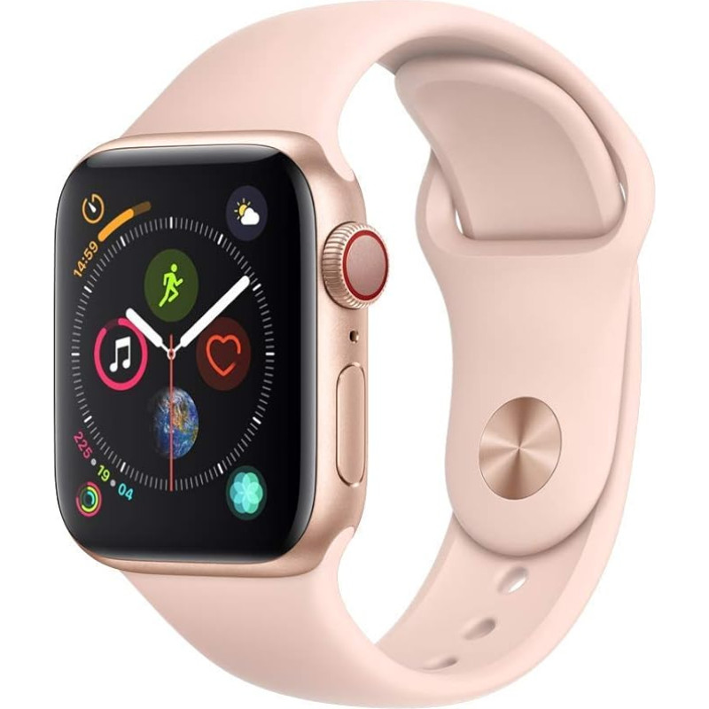 Apple Watch Series 4 (GPS + Cellular, 40mm) Aluminiumgehäuse, Gold, mit Sportarmband, Sandrosa (Generalüberholt)