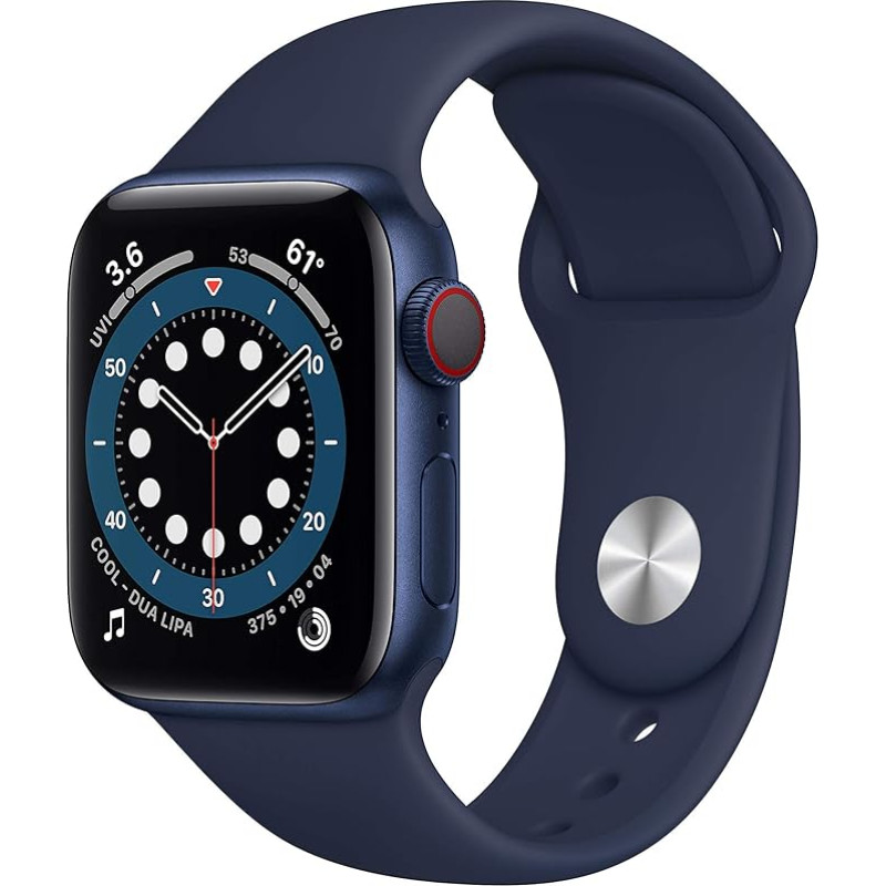 Apple Watch Series 6 (GPS + Zellular, 40MM) Aluminiumgehäuse Blau mit Tiefe Marine Sportarmband (Generalüberholt)