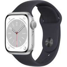 Apple Watch Series 8 (GPS, 41 mm) - Silver Aluminium Case with Midnight Sports Strap (Refurbished)