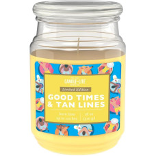 Candle-Lite Scented Candle in Glass with Lid Good Times & Tan Lines Scented Candle Fruity Candles Long Burning Time (up to 110 h) Candles Yellow Scented Candle Large (510 g)