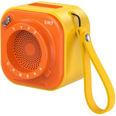 EWA Wireless Mini Bluetooth Speaker with Neck Strap with Bass Radiator, Unique Camera Look, Support TF Cards, Small But High Volume Portable (Yellow)