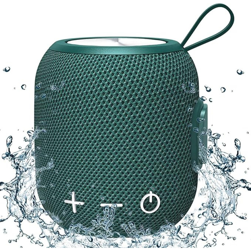 FIGMASU Speaker Box Bluetooth Portable Waterproof Music Box with Stereo Bass 360 HD Surround Sound, for Travel, Bathroom, Pool and Outdoor Waterproof (Green)