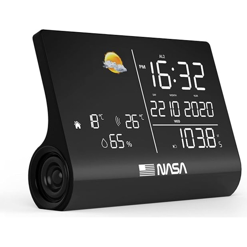 NASA - Weather Station and Bluetooth Speaker WSP1300 Black - 1 Outdoor Sensor - Supplied with Power Supply