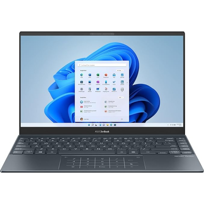 ASUS ZenBook 14 nešiojamasis kompiuteris (14 colių, FHD 1920 x 1080, 400 nitų) Nešiojamasis kompiuteris (AMD Ryzen R7-5700U, 16 GB RAM, 512 GB SSD, bendra grafika, Win10H) Pine Grey/QWERTZ