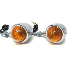 Alchemy Parts Signals Turn Indicator Motorcycle Retro Classic Custom Bikes Trikes - Chrome Metal