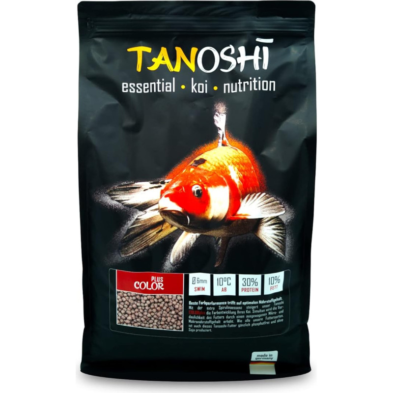 Tanoshi Koi Food - Colour Plus 5 kg 6 mm | Plūduriuojantis visavertis pašaras koi su spirulina