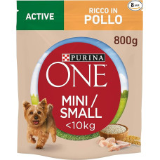 Purina One 8 pakuotės 800g Mini Active Croquettes su vištiena ir ryžiais šunims iki 10 kg