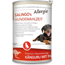 SALiNGO Premium šunų ėdalas, drėgnas kengūrų ėdalas su pastarnoku, be grūdų, hipoalerginis, su vienu baltymu, drėgnas ėdalas šunims, 12 x 400 g