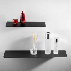 Womamny Wandregal Schwarz, 2 Stück Wandregal Ohne Bohren, Regal Schwarz 30 cm und 60 cm, Schweberegal Schwarz, Aluminum Selbstklebender Badezimmer Regal für Bad Küche Wohnzimmer Zimmer