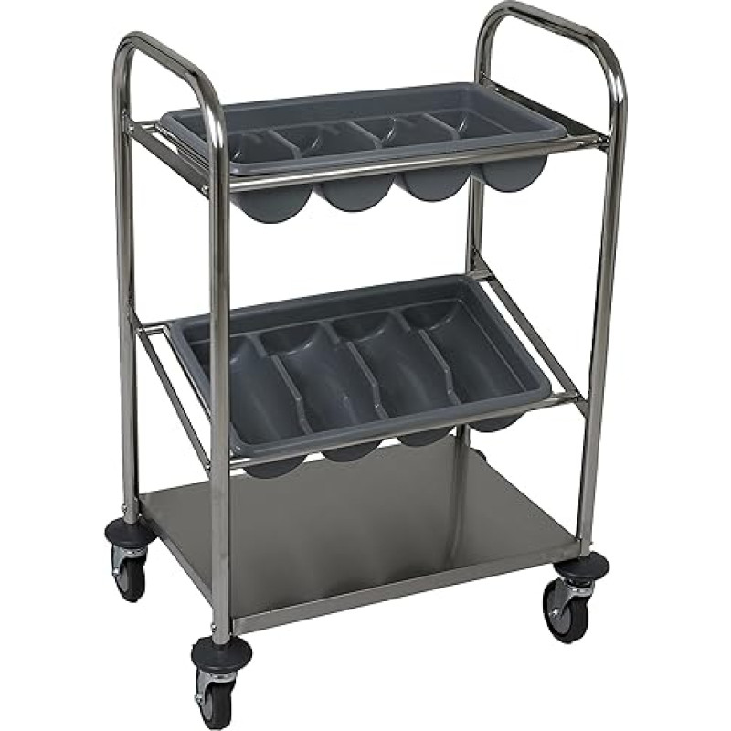 Saro INES Besteckwagen, metalas, sidabras, 40 x 63 x 98 cm