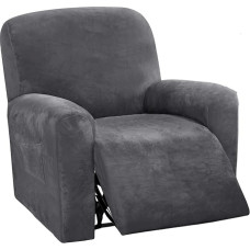 GAMUKAI 4 dalių aukšto tempimo aksomo sofos užvalkalai 1 sėdynės baldų apsauga (pilka, fotelis)