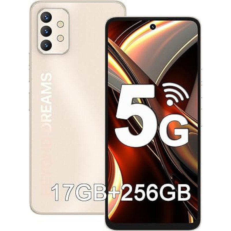 UMIDIGI A13 Pro Max 5G išmanusis telefonas be sutarties, 17GB + 256GB atminties mobilusis telefonas be sutarties, 6,8 colių HD+ 90Hz ekranas, 64MP + 24MP aštuonių branduolių fotoaparatas, 5150mAh dvigubas 5G Android 12 mobilusis telefonas