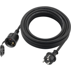 Outdoor Extension Cable 3 m for Outdoor Use, Rubber Extension Power Cable with Schuko Plug, IP44 Extension Cable, 3G 1.5 mm² Cable, Outdoor Electric Cable, with Protective Cap, 3500 W, Black